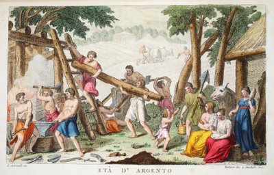 シルバーエイジまたはイータダルジェント、ブックI、Ovidのメタモルフォーゼのイラスト、フィレンツェ、1832年（手描きの彫刻） 作： Luigi Ademollo